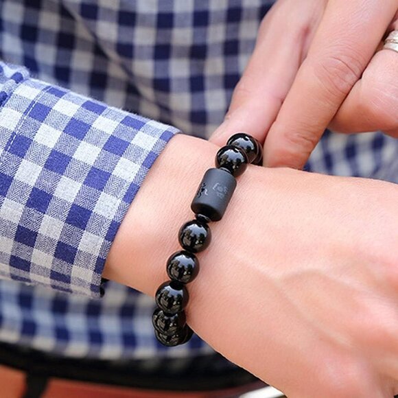Elegant Black Obsidian Dragon & Phoenix Bracelet for Couples - Detox & Energize - Picture 3 of 7